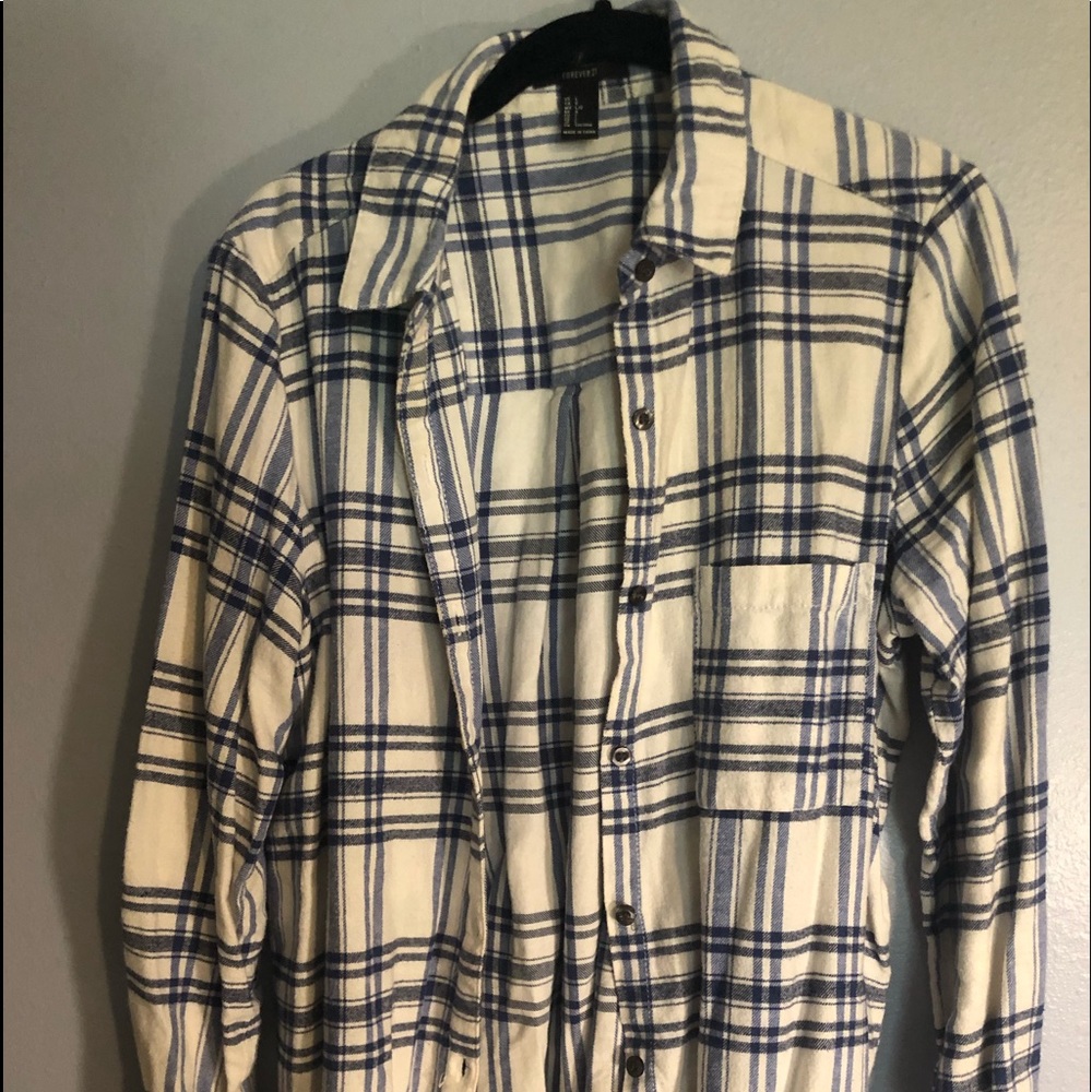 White and Blue Flannel Large